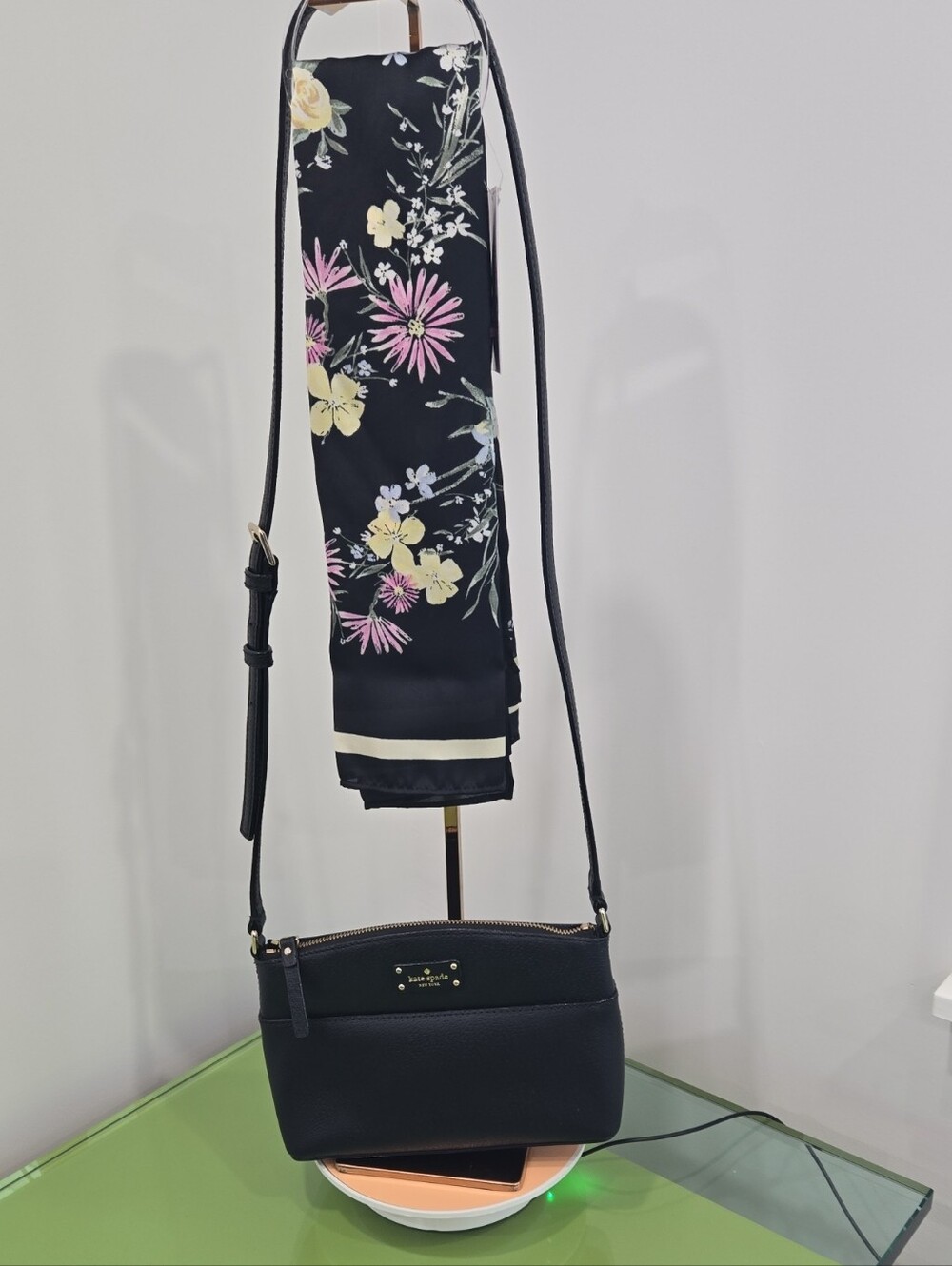 NWT kate spade Black Crossbody Bag and Wallet with Wild Fable Floral Scarf